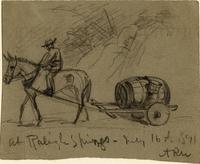 Sketch of a man riding a horse