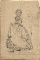Woman holding up skirt