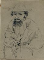 Drawing of bearded man with pipe