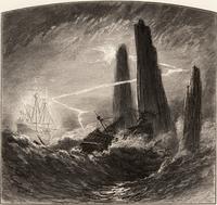 18th-century ships in storm
