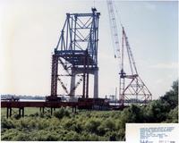 View of the construction of the Mississippi River Bridge at Gramercy