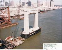 View of the construction of the Greater New Orleans Mississippi Bridge Number 2, pier 2