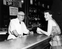Woman and bartender