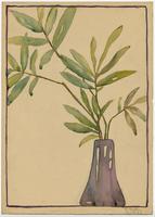 Purple vase and foliage