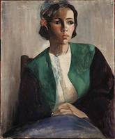 Portrait of Young Woman Sitting at a Table