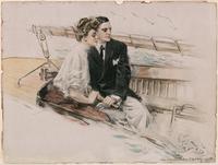 Woman and man in a sailboat