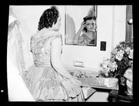 Actress in Costume Seated at Dressing Room Mirror