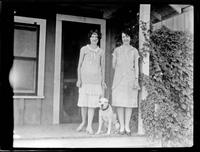 Girls on Porch with Dog