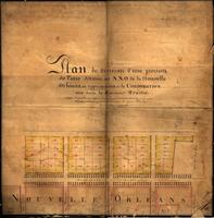 Plan de division d'une portion de terre situee, au N.N.O. de la Nouvelle Orleans, et appartenant a la Corporation, aux droits de Monsieur Treme.