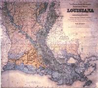Louisiana State University topographical map of Louisiana showing the characteristic features of the surface of the state in symbols and colors