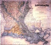 Louisiana State University topographical map of Louisiana showing the characteristic features of the surface of the state in symbols and colors