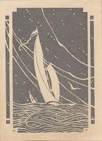 Bookplate of sail boat