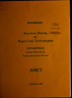 American Society of Sugar Cane Technologists Proceedings, 1979