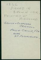 Notation on Criswell's Currency Series by Grover and Clarence Criswell, undated