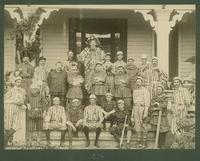 Burlesque baseball team on the Lytle family's front porch.