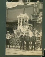 A decorated wagon takes part in the firemen's parade, Baton Rouge.