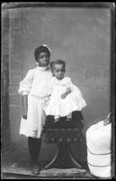 Studio portrait of two African American young girls.