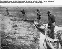 Four trappers in pirogue