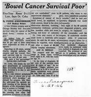 Bowel cancer survival poor': Five-Year Rates Still Low, Says Dr. Cohn