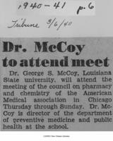 Dr. McCoy to attend meet