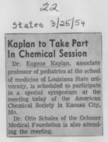 Kaplan to take part in chemical session