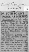 Dr. Toth to give paper at meeting