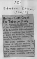 Holman gets grant for tobacco study