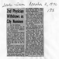 2nd physician withdraws as city nominee