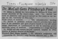 Dr. McCall gets Pittsburgh post
