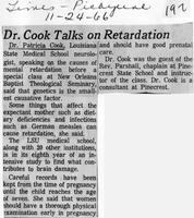 Dr. Cook talks on retardation