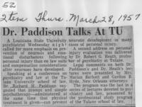 Dr. Paddison talks at TU