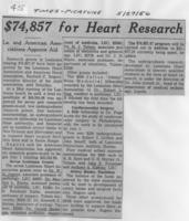 $74,857 for heart research: La.  and American Associations Approve Aid