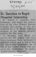 Dr. Sanchez to begin hospital internship