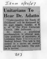 Unitarians To Hear Dr. Adatto