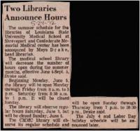 Two Librarians Announce Hours