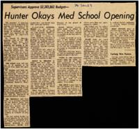 Hunter Okays Med School Opening