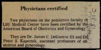 Physicians Certified