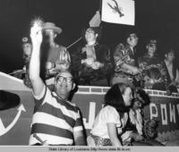 Pirate float at the parade for the Contraband Days Festival in Lake Charles Louisiana circa 1970