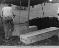 Coffins to be buried in the cemetery for Charity Hospital in New Orleans Louisiana in the 1940s