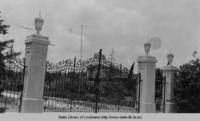 Entrance gate to Bendel Estate in Lafayette Louisiana in the 1930s