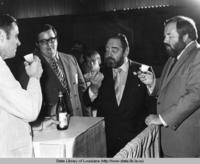 Actor Sebastian Cabot tasting wine at the New Orleans Food Festival in New Orleans Louisiana in 1971