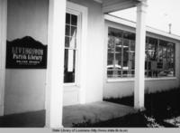 Sign and windows at the Livingston Parish Library in Walker Louisiana in the 1970s