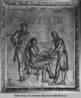 Signing of the Louisiana Purchase 1803 depiction on bronze doors of New State Capitol in Baton Rouge