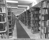 Book stacks in the basement of the State Library in Baton Rouge Louisiana in the 1970s