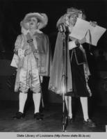 Two men dressed in costume during the Camelia pageant in Lafayette Louisiana in the 1940s.