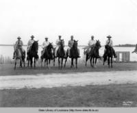 Men on horseback in Louisiana in the 1940s