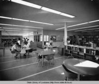 Interior vew of the Ouachita Parish library in West Monroe Louisiana in the 1960s