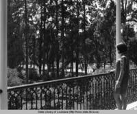 Student on balcony at the College of the Sacred Heart at Grand Coteau Louisiana in 1968