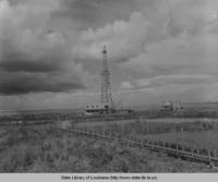 Floating oil rig at Pecan Island Louisiana in 1946