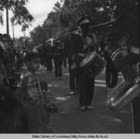Marching band at the Yambilee Festival in Opelousas Louisiana around 1960